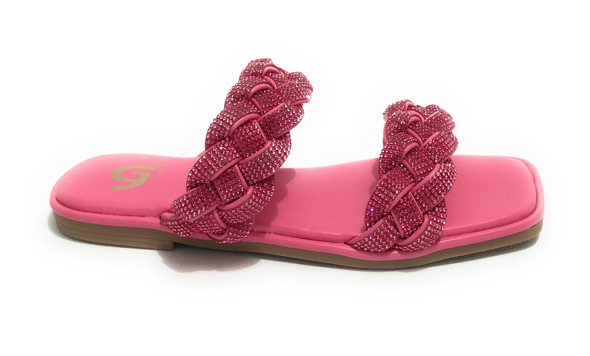 Scarpe donna Gold&gold ciabatta in ecopelle con strass fuxia DS23GG65 GP23-476