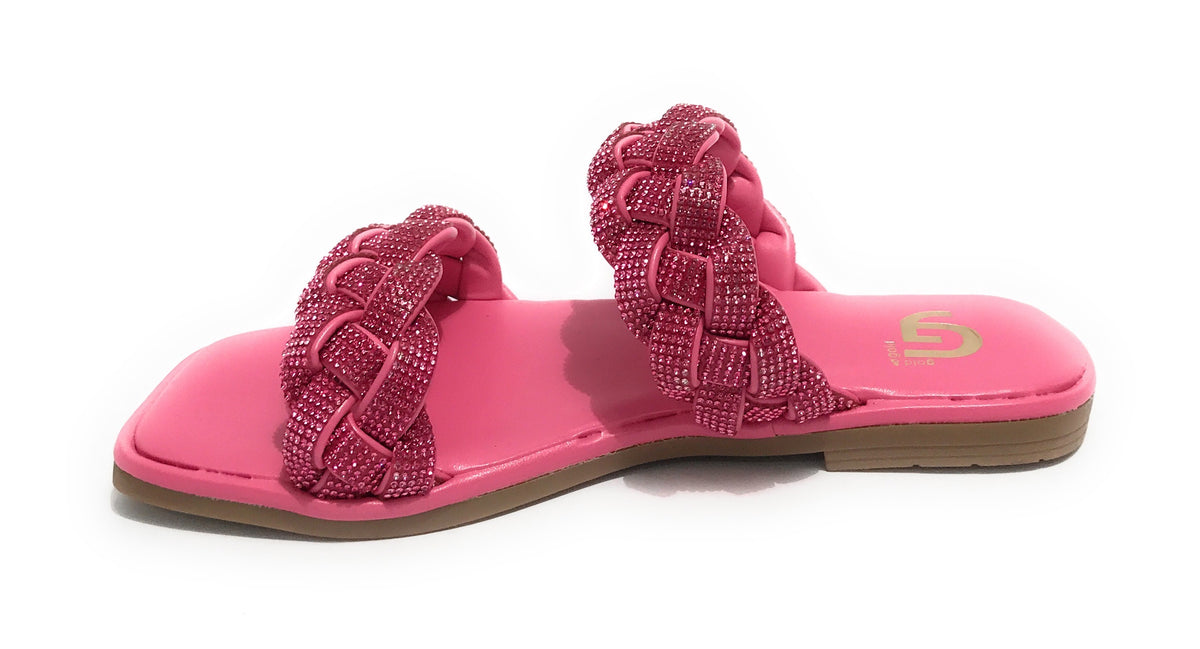 Scarpe donna Gold&gold ciabatta in ecopelle con strass fuxia DS23GG65 GP23-476