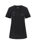 T-shirt donna Guess logo pizzo nero ES25GU45 W5RI08K9RM1