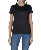 T-shirt donna Guess logo pizzo nero ES25GU45 W5RI08K9RM1