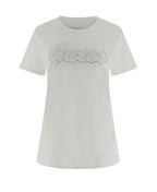 T-shirt donna Guess logo pizzo bianco ES25GU63 W5RI08K9RM1