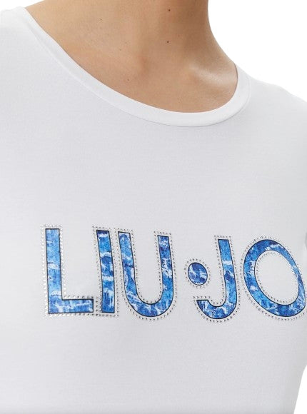 T-shirt donna Liu Jo bianco/jeans ES25LJ10 VA5154 JS003