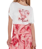 T-shirt donna Liu Jo bianco/palm ES25LJ12 VA5155 JS360