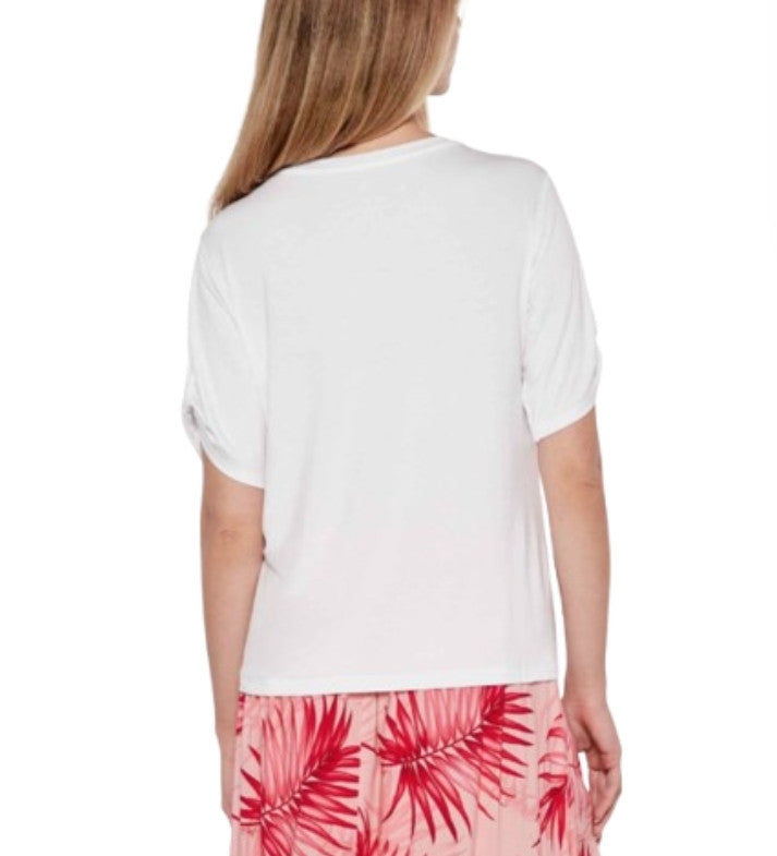 T-shirt donna Liu Jo bianco/palm ES25LJ12 VA5155 JS360