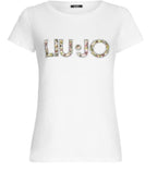 T-shirt donna Liu Jo bianco/animalier verde ES25LJ22 VA5154 JS003