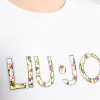 T-shirt donna Liu Jo bianco/animalier verde ES25LJ22 VA5154 JS003
