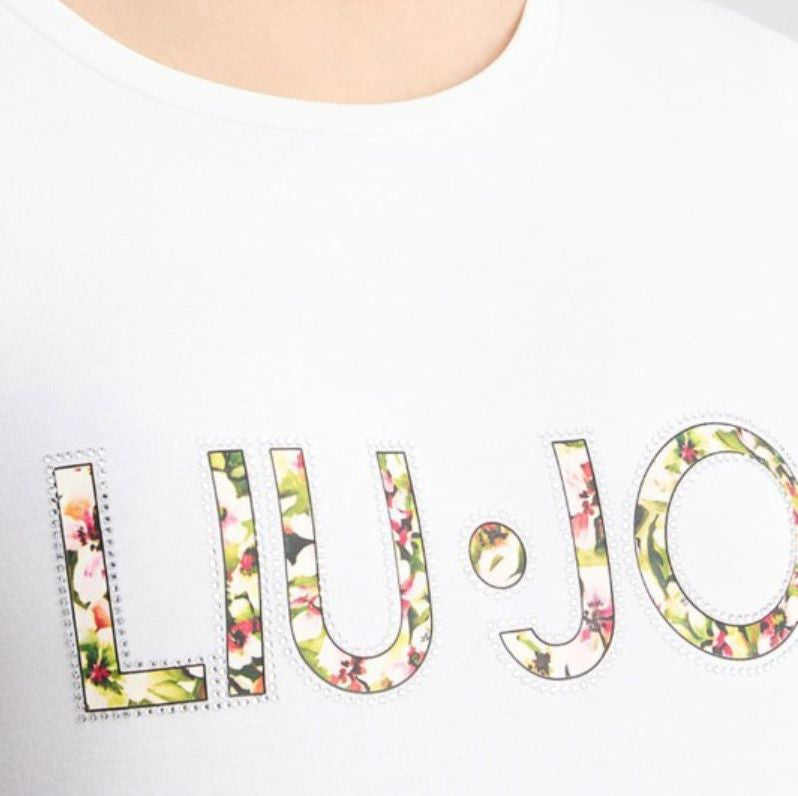 T-shirt donna Liu Jo bianco/animalier verde ES25LJ22 VA5154 JS003