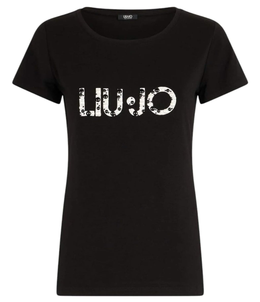 T-shirt donna Liu Jo nero/pearl ES25LJ25 VA5156 JS360