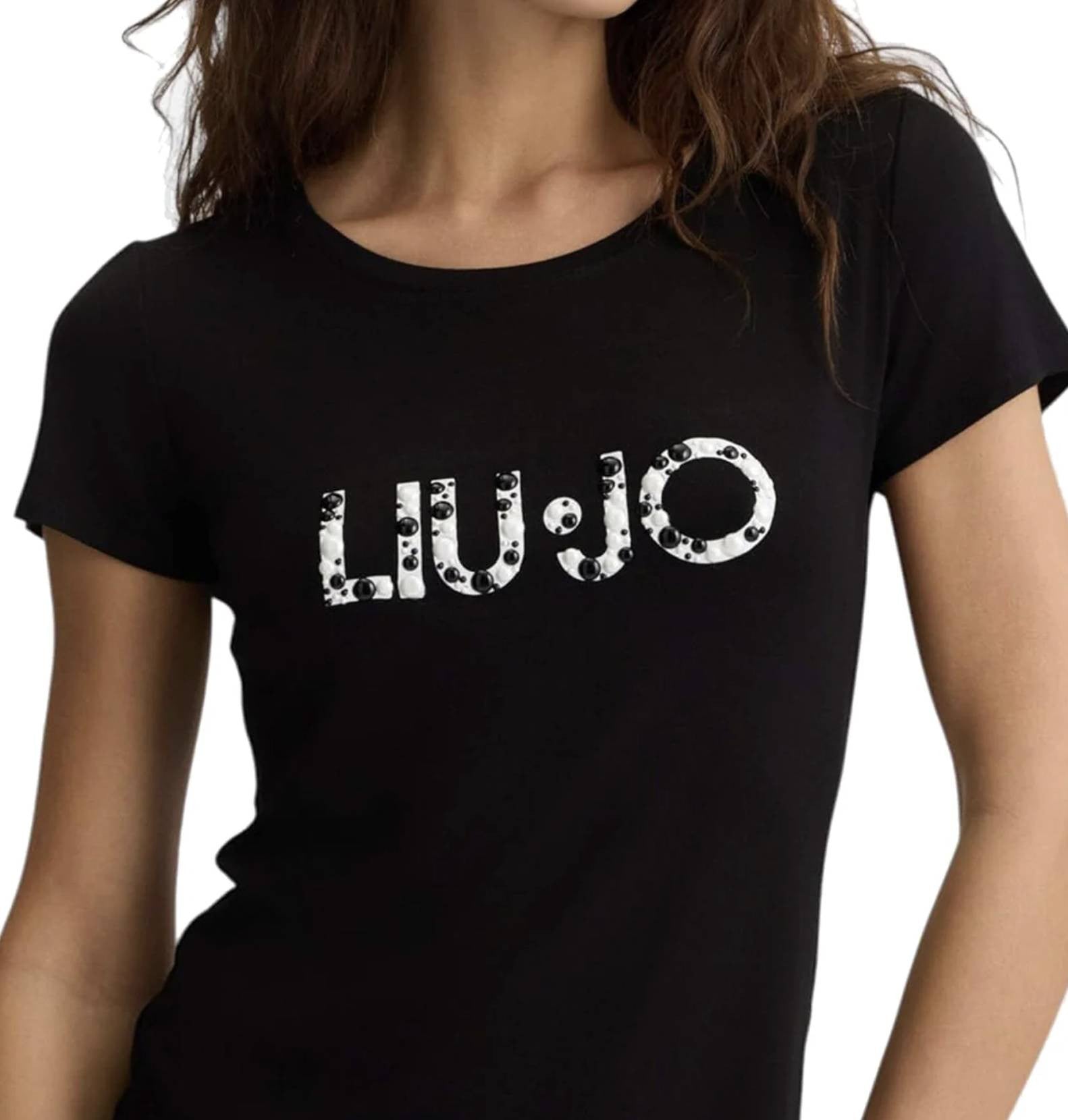 T-shirt donna Liu Jo nero/pearl ES25LJ25 VA5156 JS360
