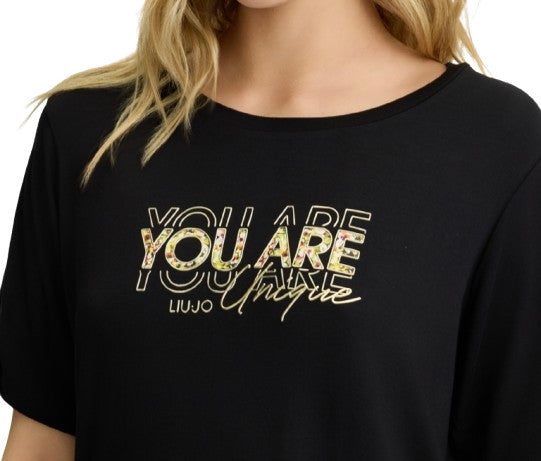 T-shirt donna Liu Jo nero ES25LJ51 VA5155 JS360 N9278