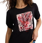 T-shirt donna Liu Jo nero/palm ES25LJ54 VA5155 JS360 M9201