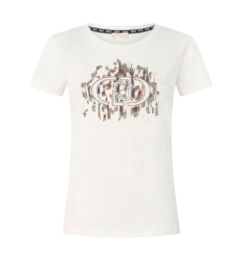 T-shirt donna Liu Jo white milk/ macula ES25LJ84 TA5173 JS003 M9514