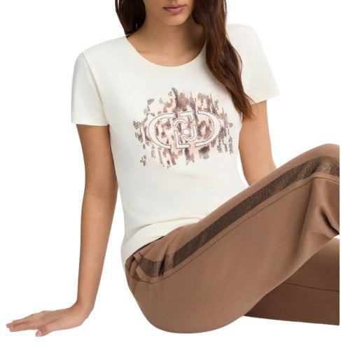 T-shirt donna Liu Jo white milk/ macula ES25LJ84 TA5173 JS003 M9514