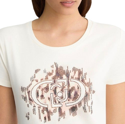 T-shirt donna Liu Jo white milk/ macula ES25LJ84 TA5173 JS003 M9514