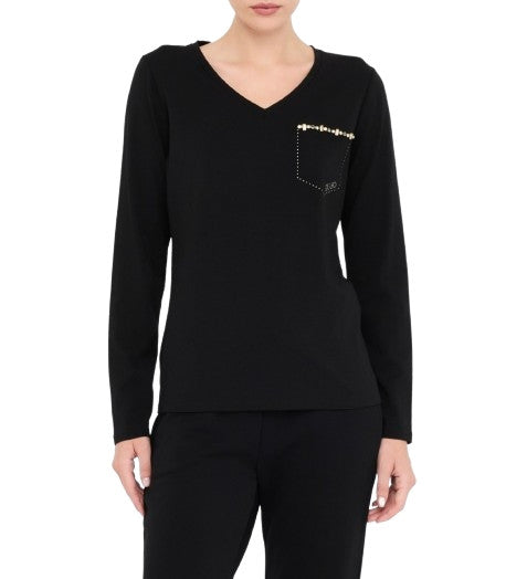 T-shirt donna Liu Jo nero E26LJ11 TF5170 JS003 22222