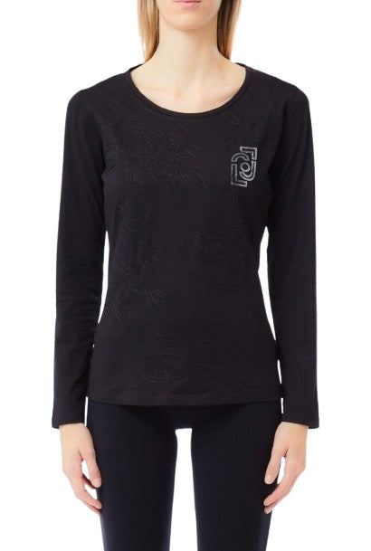 T-shirt donna Liu Jo manica lunga nero E26LJ39 TF5164 JS923 S9917