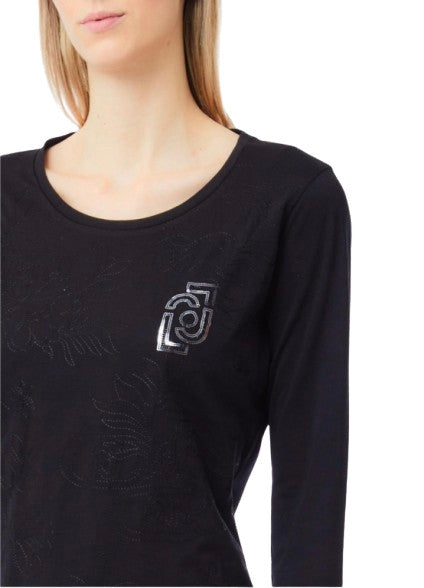 T-shirt donna Liu Jo manica lunga nero E26LJ39 TF5164 JS923 S9917