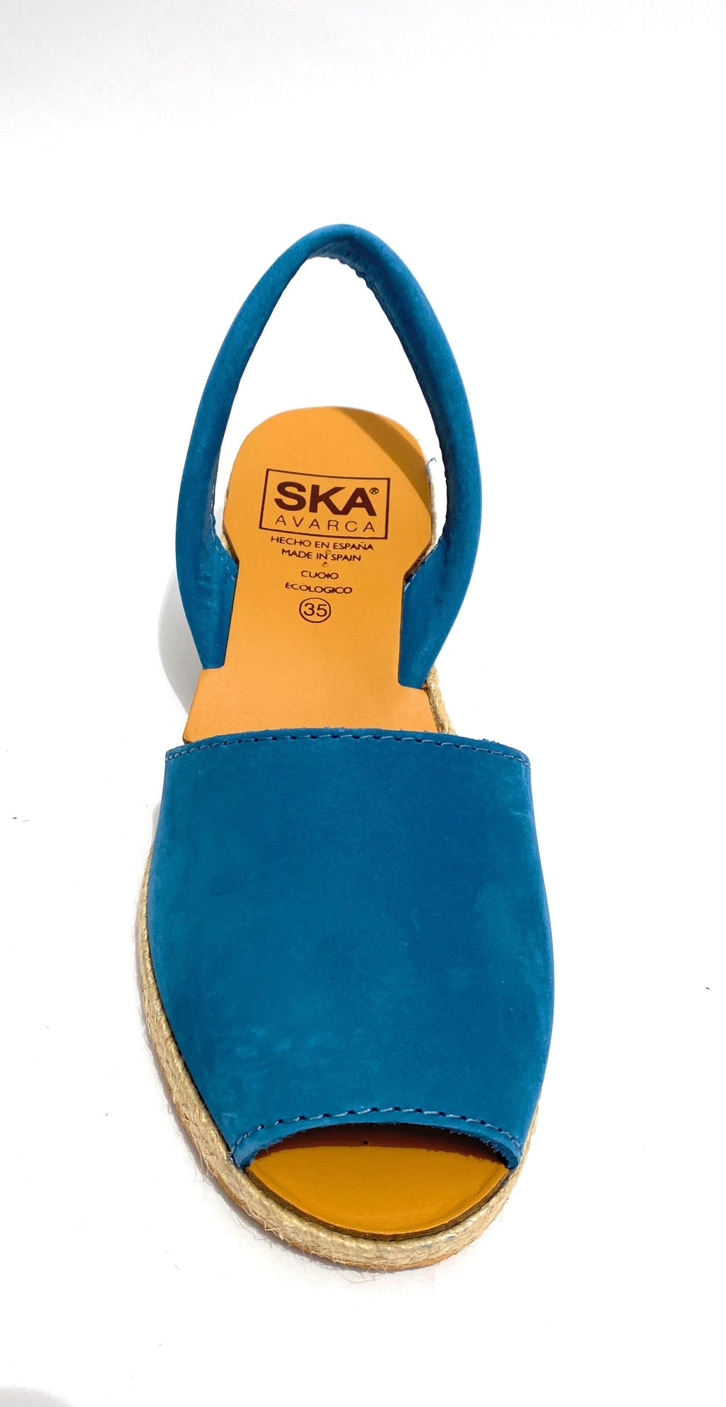 Sandalo minorchina Ska Shoes fondo corda Creta tc 40 in pelle nabuk blu DS22SK12