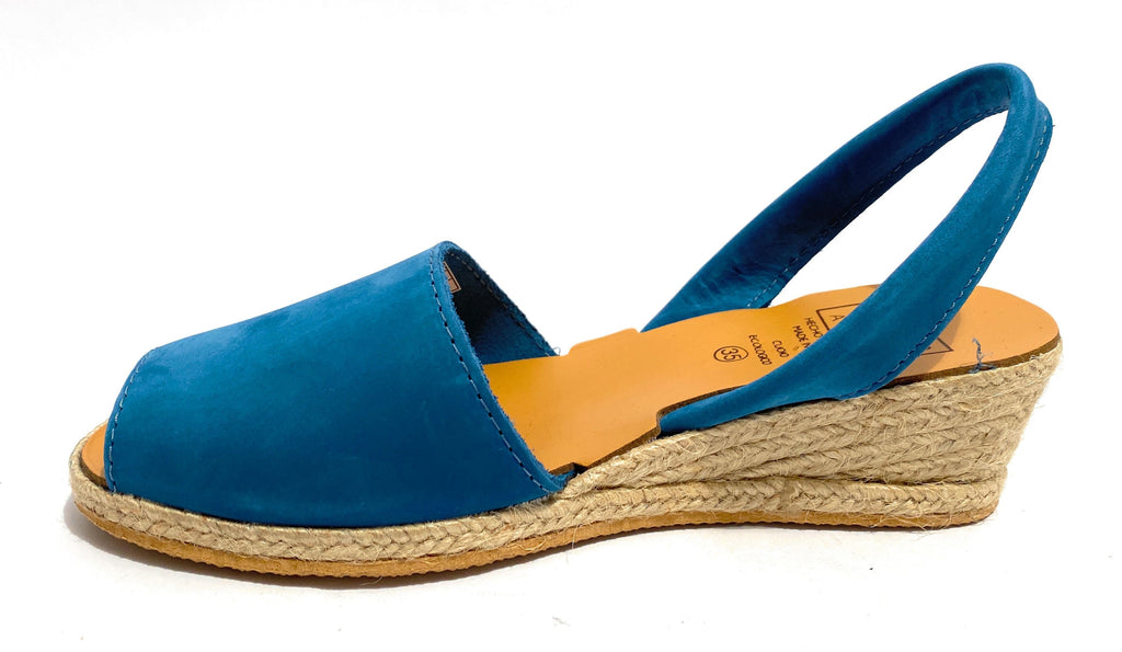 Sandalo minorchina Ska Shoes fondo corda Creta tc 40 in pelle nabuk blu DS22SK12