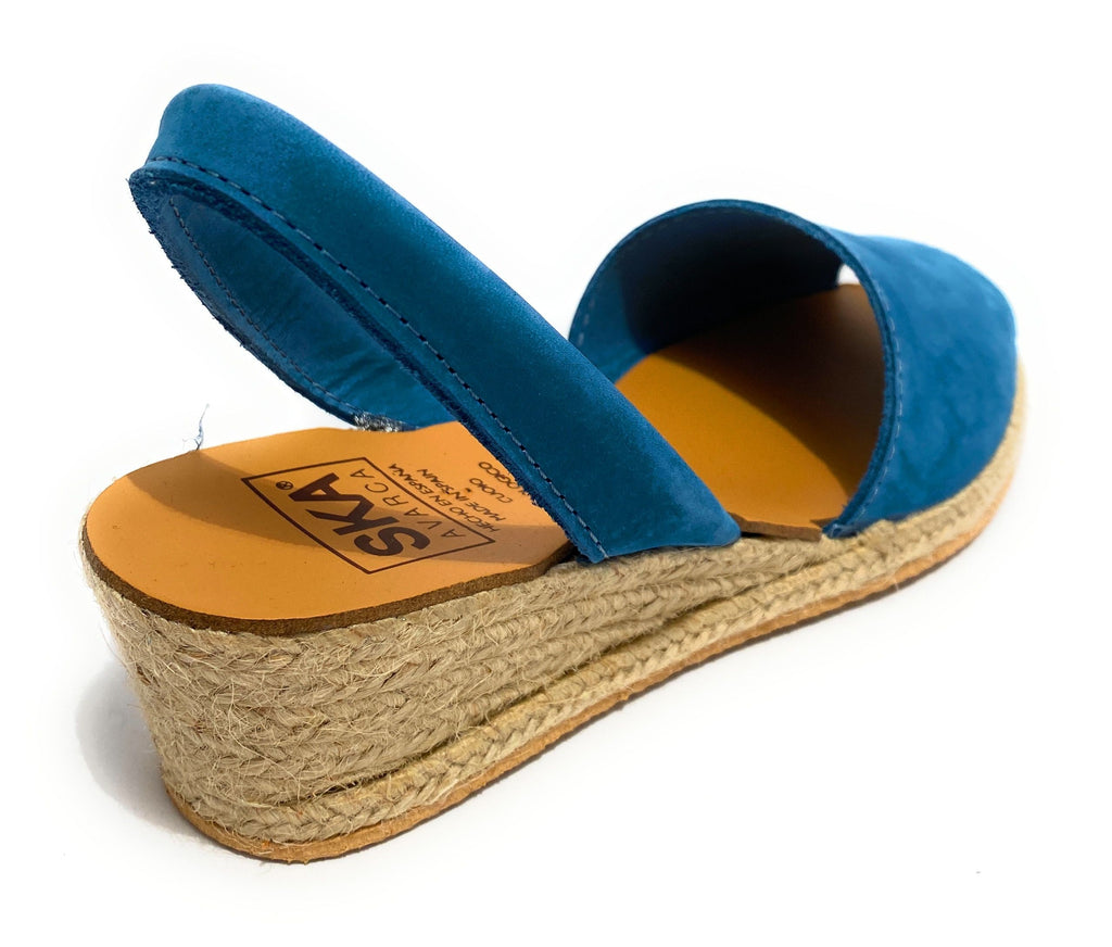 Sandalo minorchina Ska Shoes fondo corda Creta tc 40 in pelle nabuk blu DS22SK12