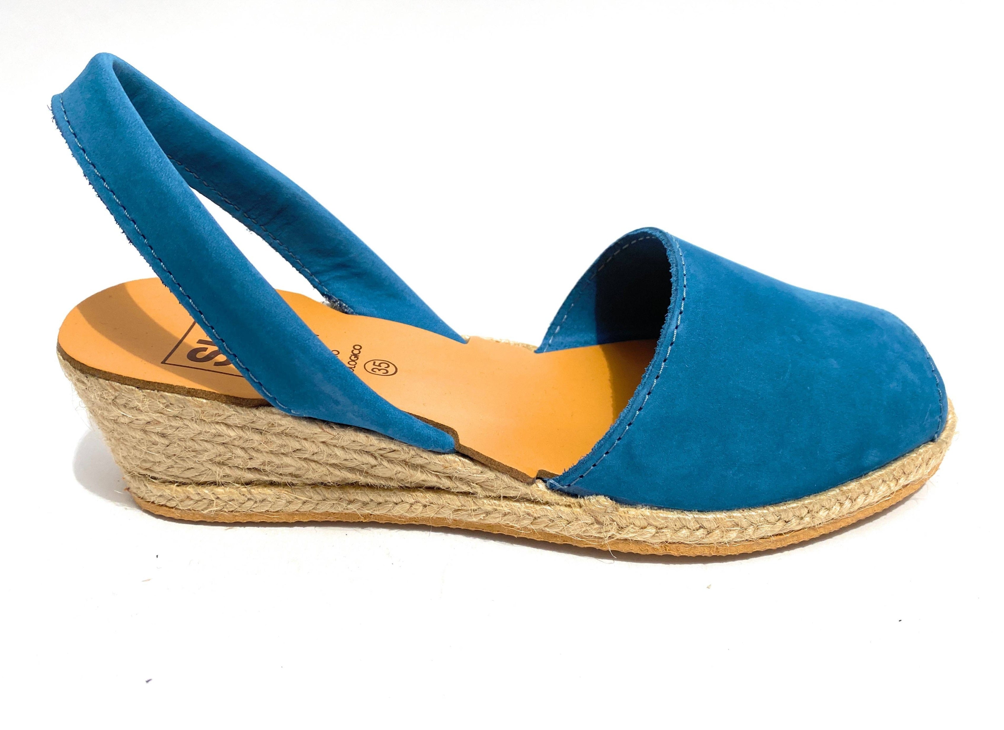 Sandalo minorchina Ska Shoes fondo corda Creta tc 40 in pelle nabuk blu DS22SK12