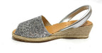 Sandalo minorchina Ska Shoes fondo corda Creta tc 40 pelle silver/ glitter DS22SK20
