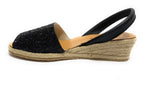 Sandalo minorchina Ska Shoes fondo corda Creta tc 40 pelle nero/ glitter DS22SK10