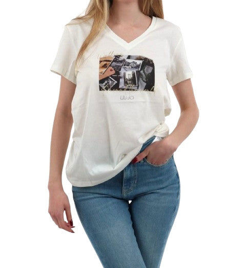T-shirt donna Liu Jo white milk ES26LJ15 TA6057 JS923 P9187