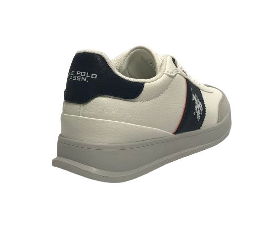 Sneaker U.S. POLO Campy004 pelle white/dark blu U26UP03
