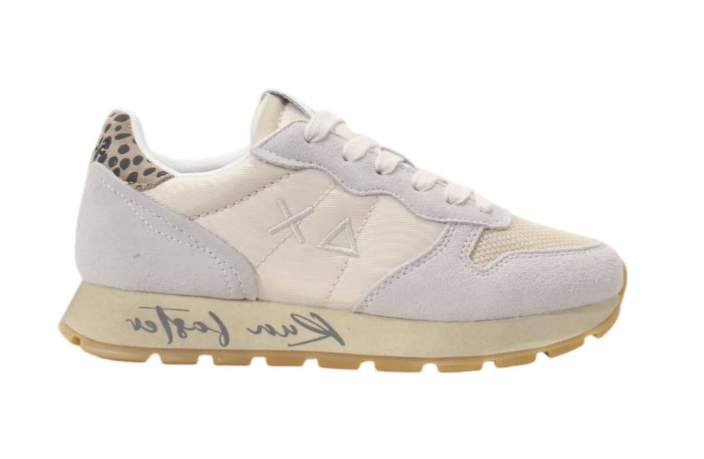 Sneaker running Sun68 Ally vintage in suede/ nylon bianco panna donna D25SU16 Z44207