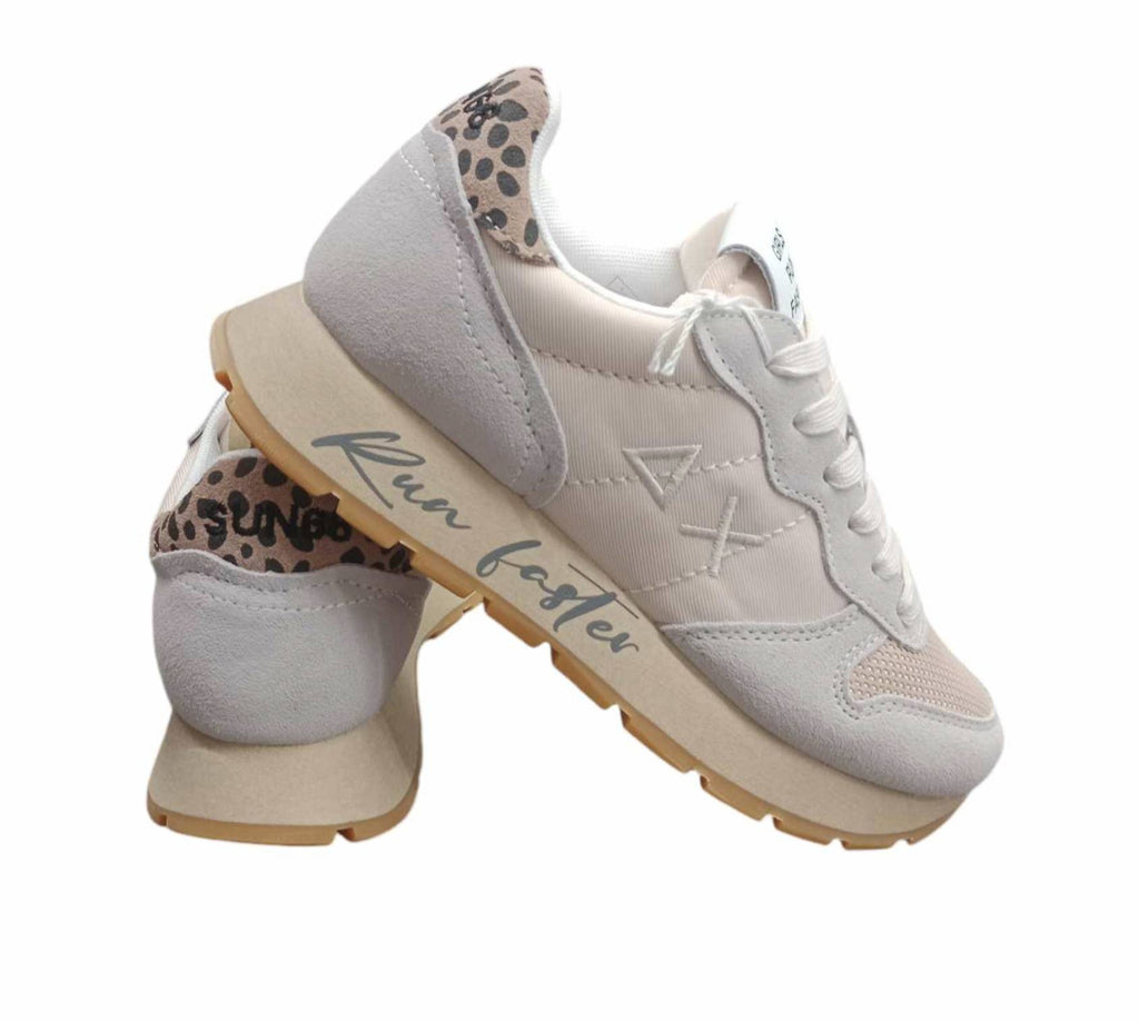 Sneaker running Sun68 Ally vintage in suede/ nylon bianco panna donna D25SU16 Z44207