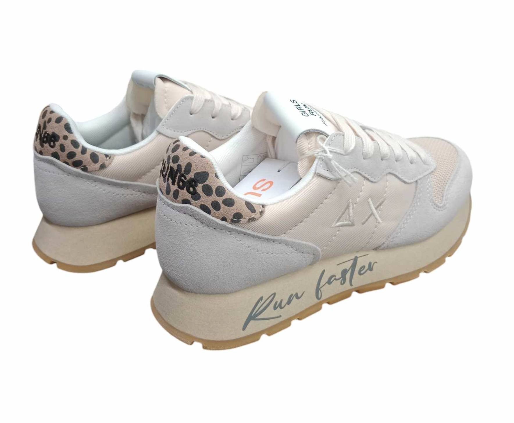Sneaker running Sun68 Ally vintage in suede/ nylon bianco panna donna D25SU16 Z44207