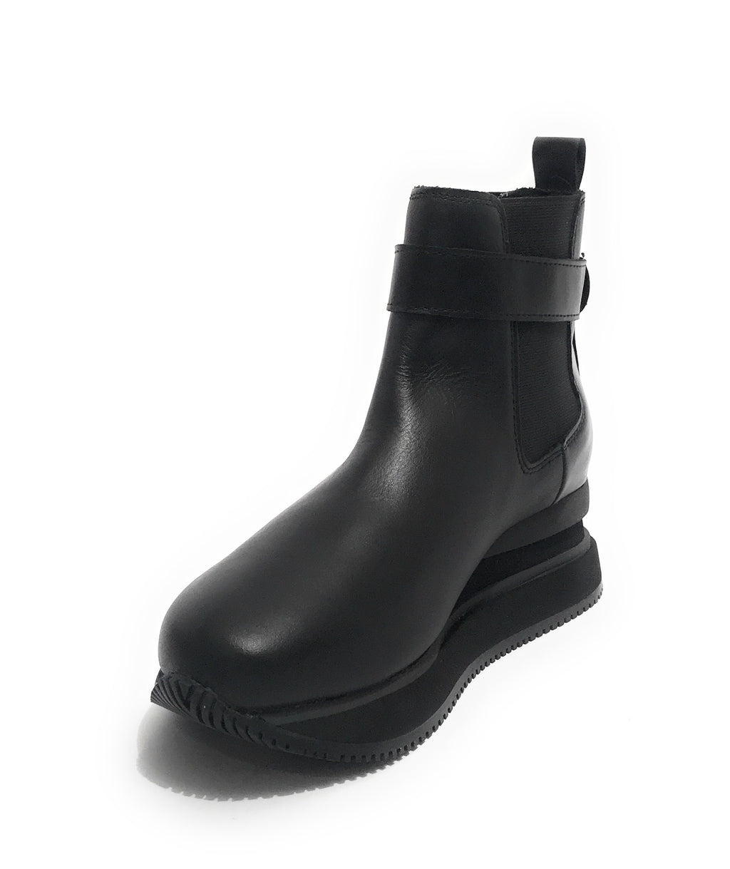 Sneaker calzino Apepazza Miah fondo zeppa in tessuto/ pelle nero donna D22AP03 F1MIDHIGH02