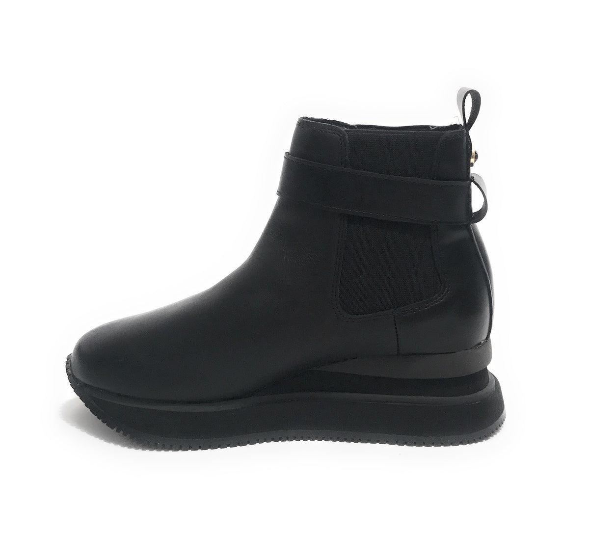 Sneaker calzino Apepazza Miah fondo zeppa in tessuto/ pelle nero donna D22AP03 F1MIDHIGH02