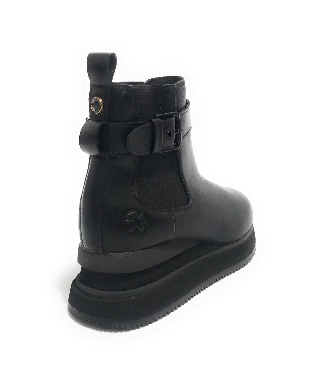 Sneaker calzino Apepazza Miah fondo zeppa in tessuto/ pelle nero donna D22AP03 F1MIDHIGH02