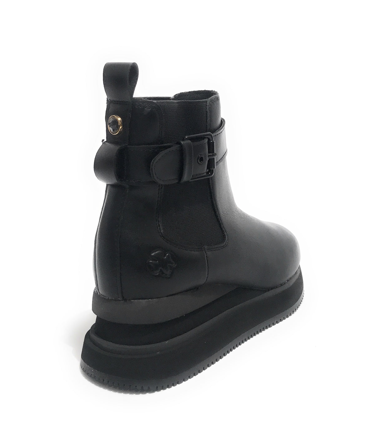 Sneaker calzino Apepazza Miah fondo zeppa in tessuto/ pelle nero donna D22AP03 F1MIDHIGH02