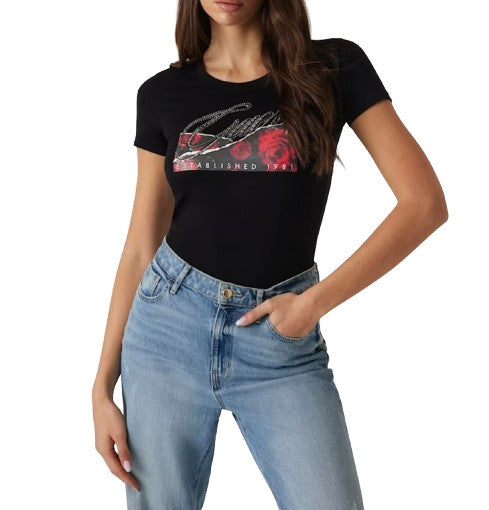 T-shirt donna Guess floreale black ES25GU47 W5RI03J1314