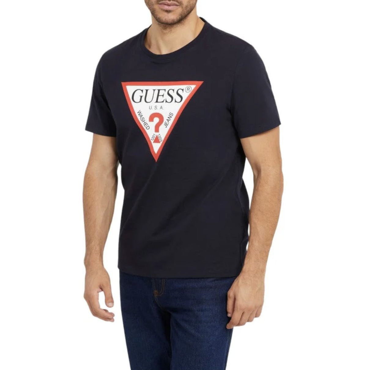 T-shirt uomo Guess logo triangolo blu ES25GU19 M2YI71I3Z14