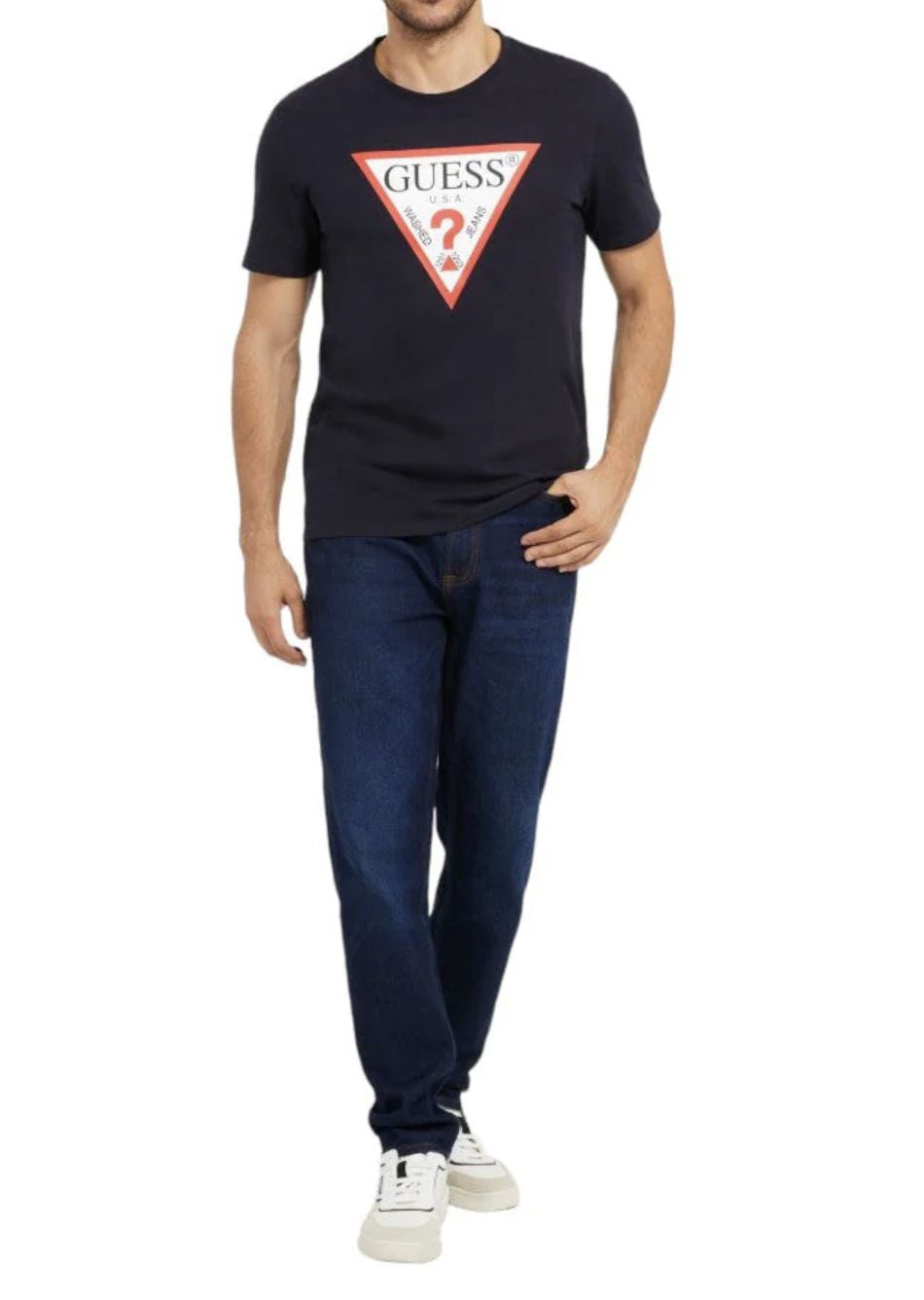 T-shirt uomo Guess logo triangolo blu ES25GU19 M2YI71I3Z14