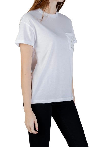 T-shirt donna Guess pocket logo strass bianco ES26GU41 W6GI17K3037