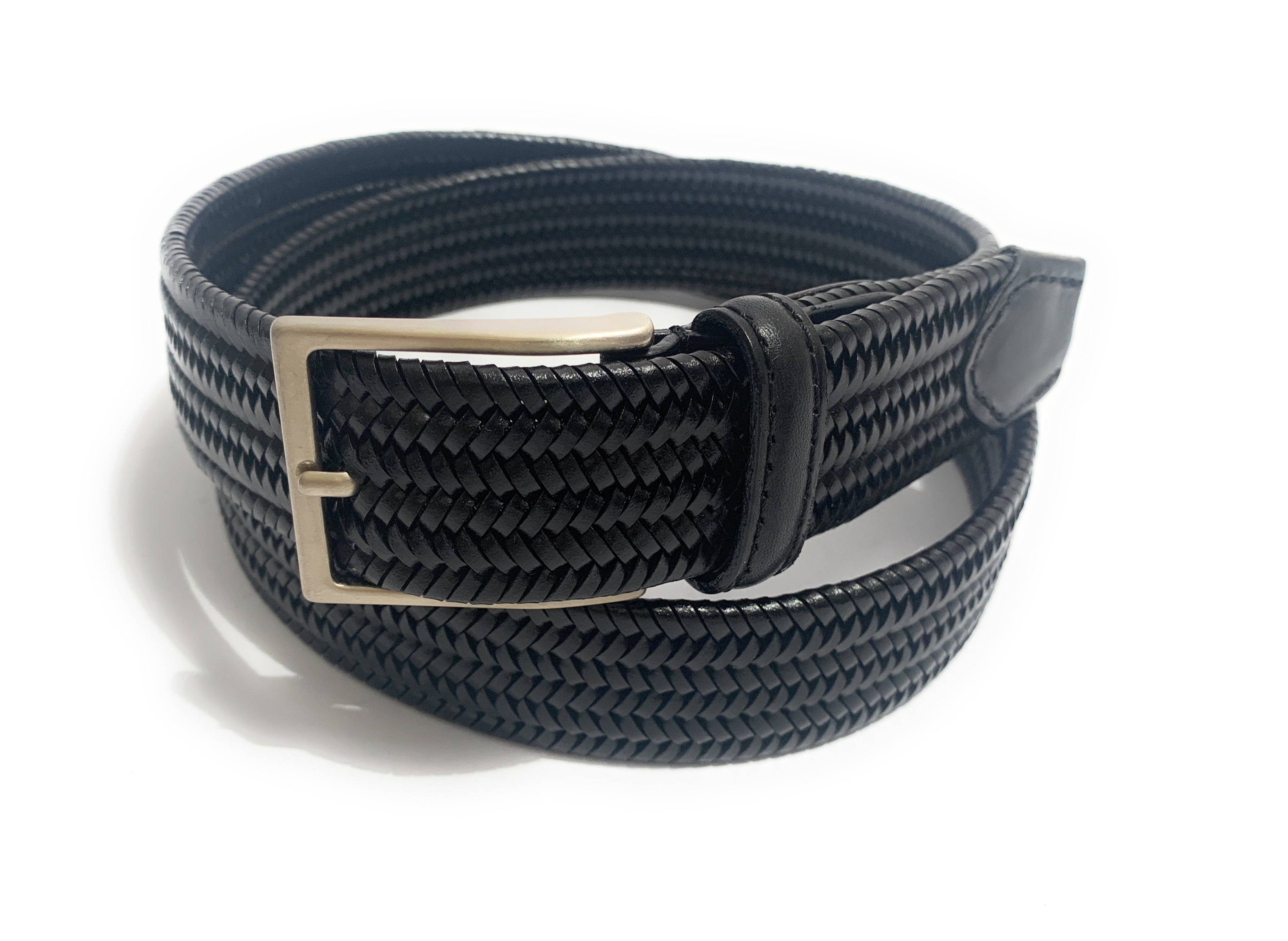Cinta in pelle intreccio elasticizzata nero  H3 A20EL16