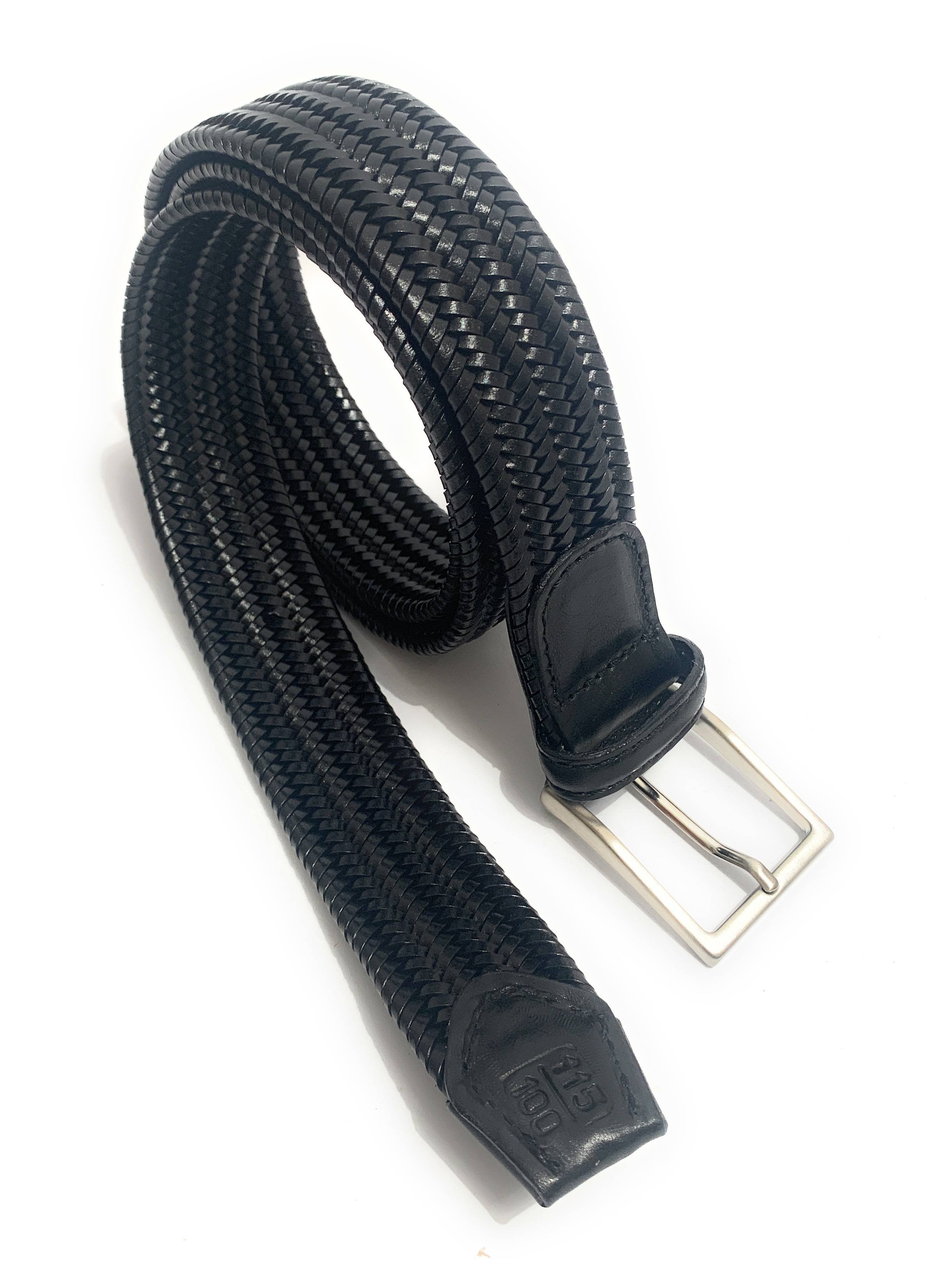 Cinta in pelle intreccio elasticizzata nero  H3 A20EL16