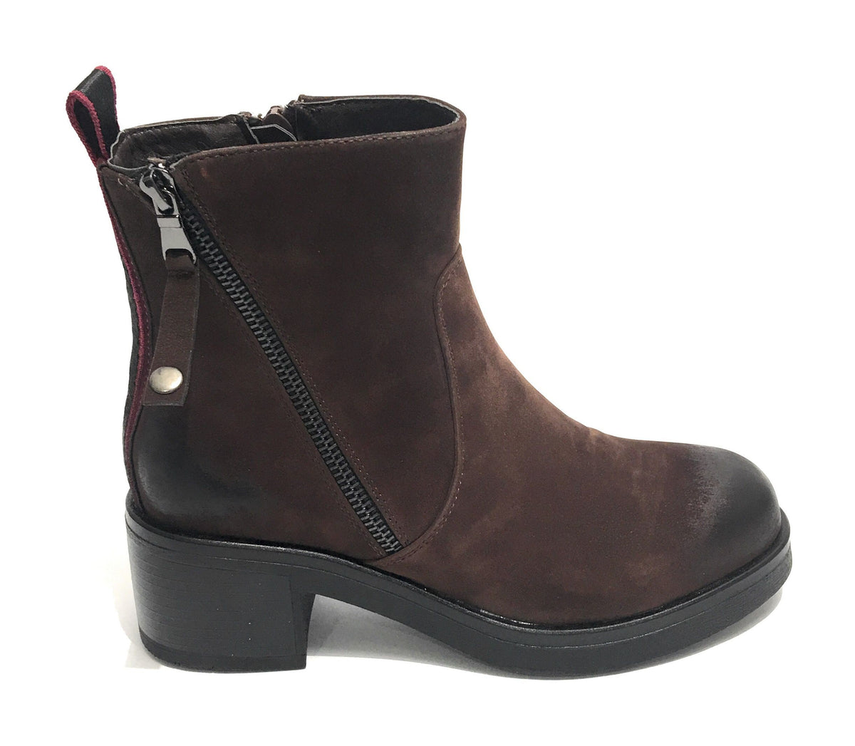 Scarpe donna ankle boot modello walker Gold&Gold tc 50 in ecopelle scamosciato marrone D20GG52