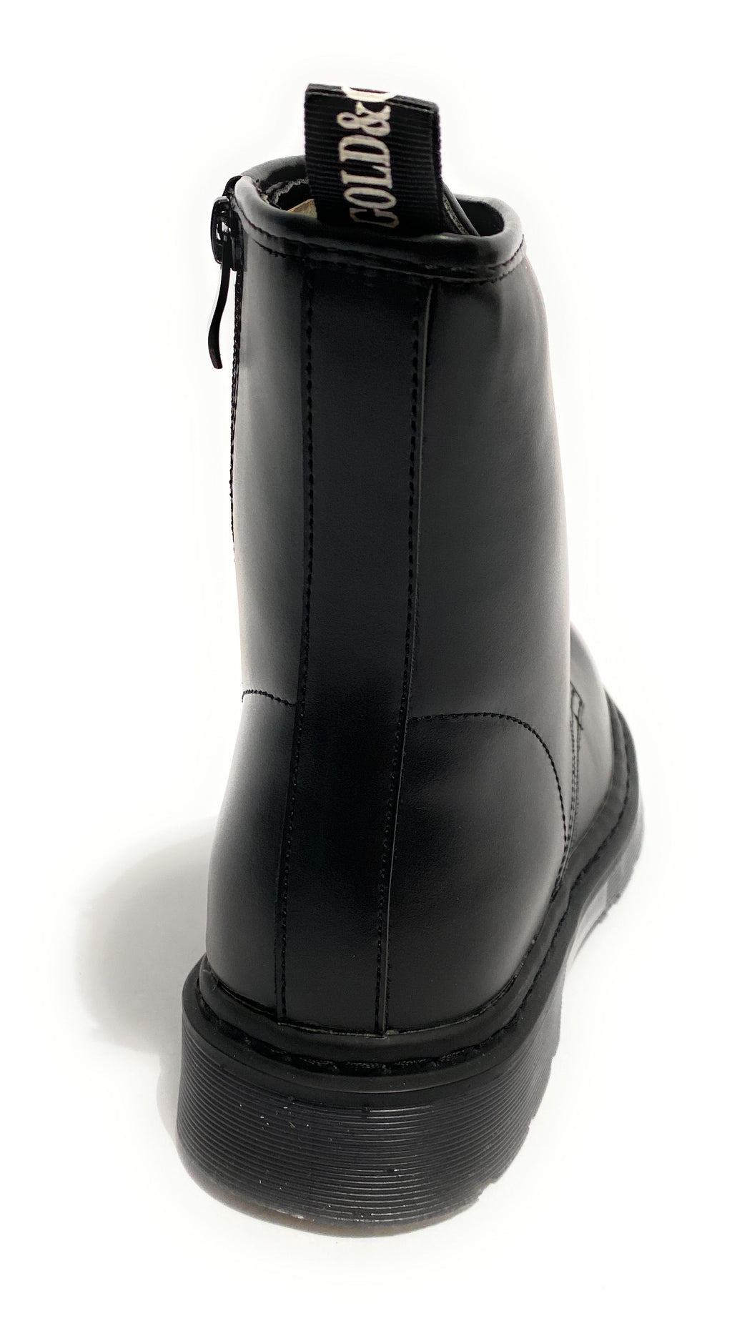 Scarpe donna Gold&gold anfibio in ecopelle nero con fondo carrarmato D21GG22