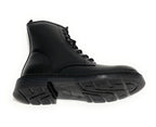 Scarpe donna Gold&gold anfibio in ecopelle nero con fondo carrarmato D21GG22