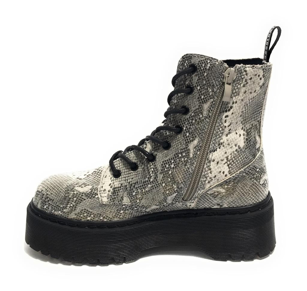 Scarpe donna Gold&gold anfibio ecopelle stampa pitone con fondo zeppa carrarmato D20GG51