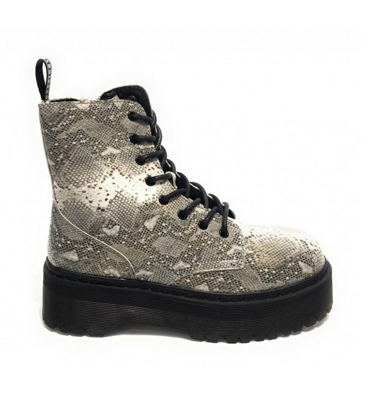 Scarpe donna Gold&gold anfibio ecopelle stampa pitone con fondo zeppa carrarmato D20GG51