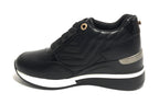 Scarpe donna sneaker running con zeppa Gold&gold in ecopelle nero D20GG27