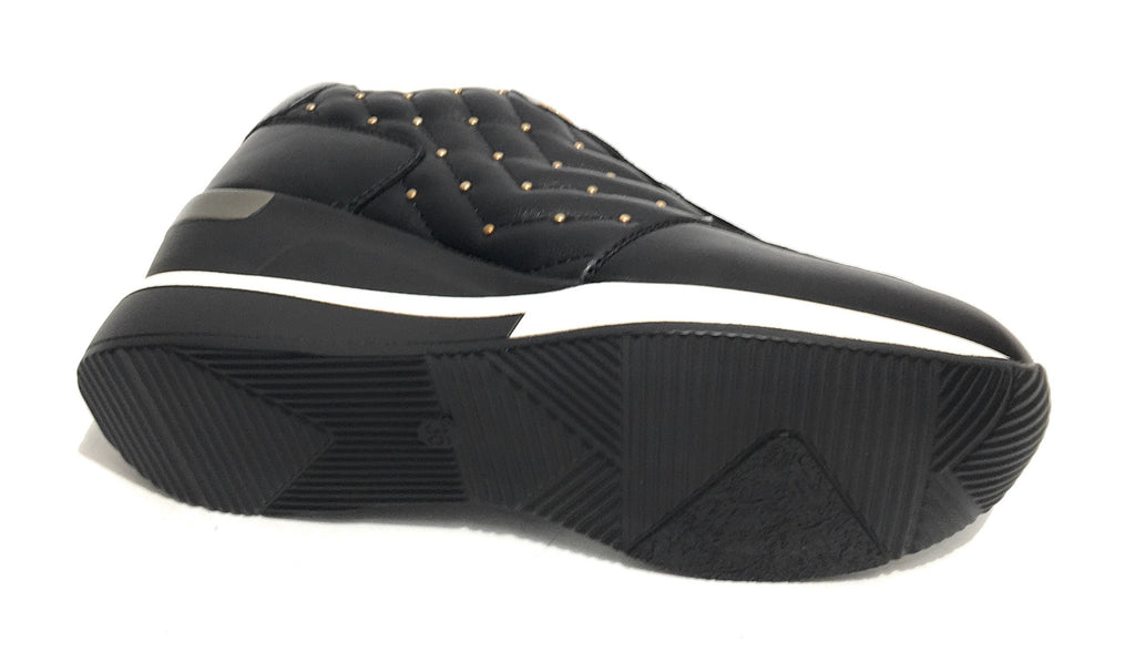 Scarpe donna sneaker running con zeppa Gold&gold in ecopelle nero D20GG27