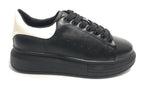 Scarpe donna sneaker con zeppa Gold&gold ecopelle nero/ bianco D20GG47